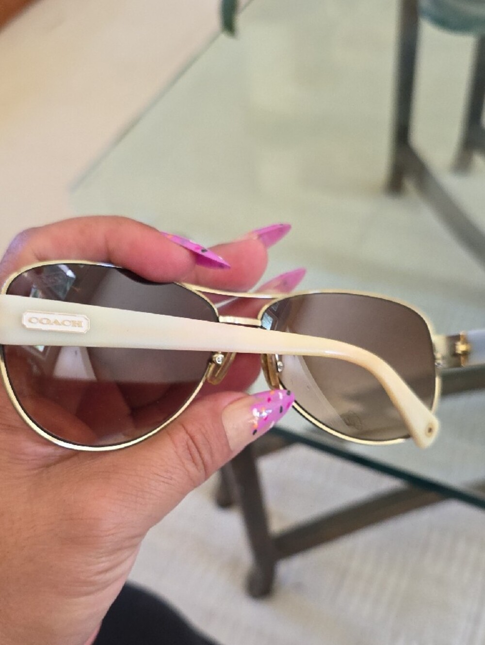 Coach Aviator Sunglasses with Brown Gradient Lenses Need To Repalce Lens - Picture 4 of 12
